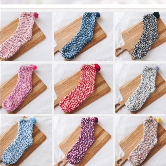 Cupcake Pom Pom Fuzzy Socks - Picture 2 of 14